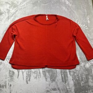Anthropologie Waffle Knit Pullover Top Long Sleeve Casual Red Sz‎ M Boho Cottage